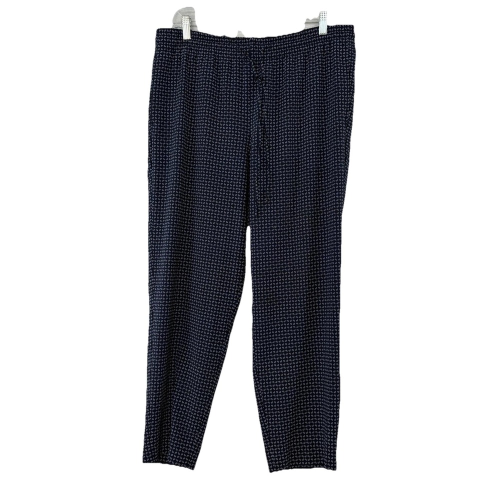 Talbots Oprah Magazine Collection Womens Lp Navy Blue Paisley Tapered Ankle Pant